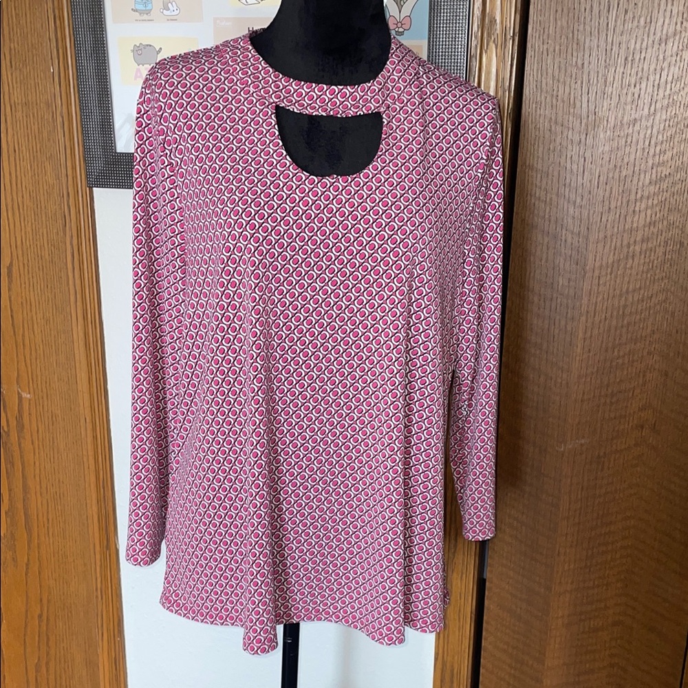 Cato Geometric Patterned Pink Top